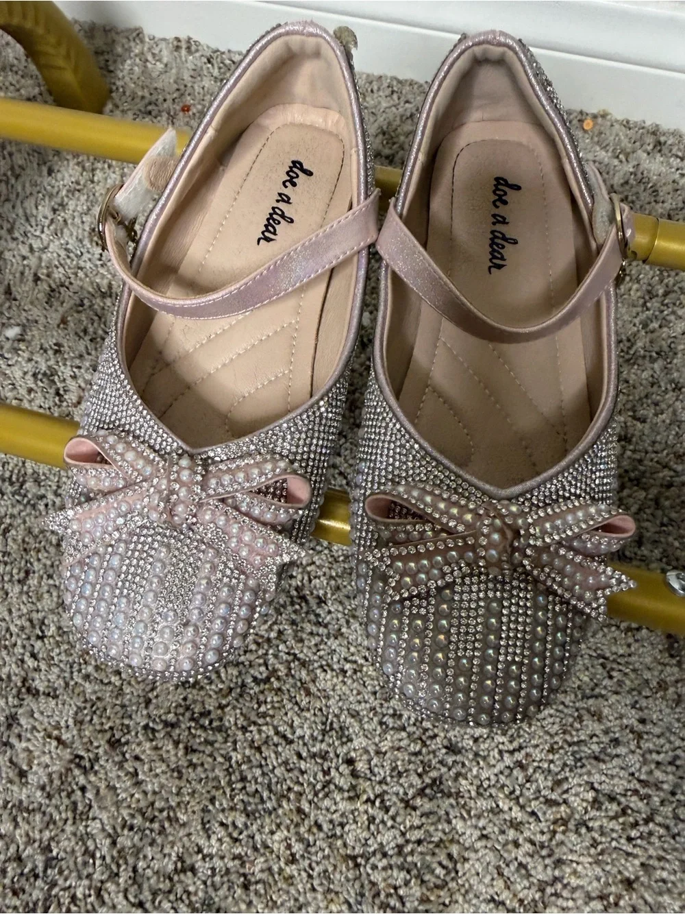 Doe a Dear Embellished Pink Pearl Bow Flats - Unbranded